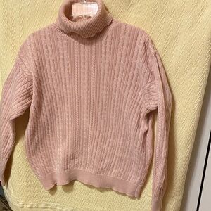 JEANNE PIERRE Blush Cable Knit Turtleneck Sweater